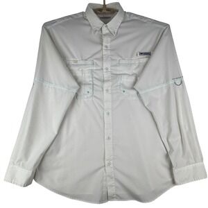 Columbia PFG Fishing Shirt Mens Large (L/G) White Omni-Shade Long Sleeve Vent
